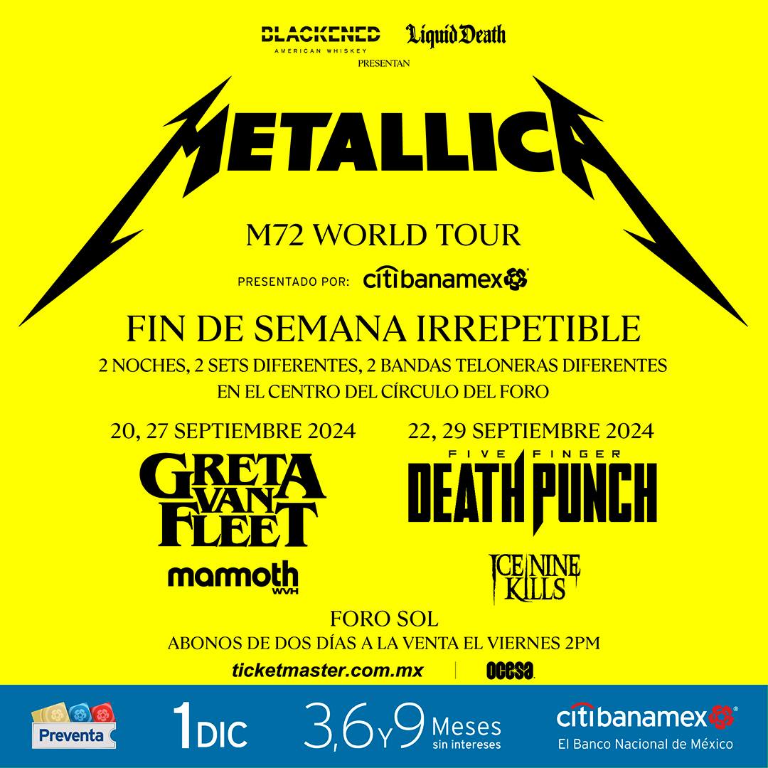 Metallica en foro sol 2024